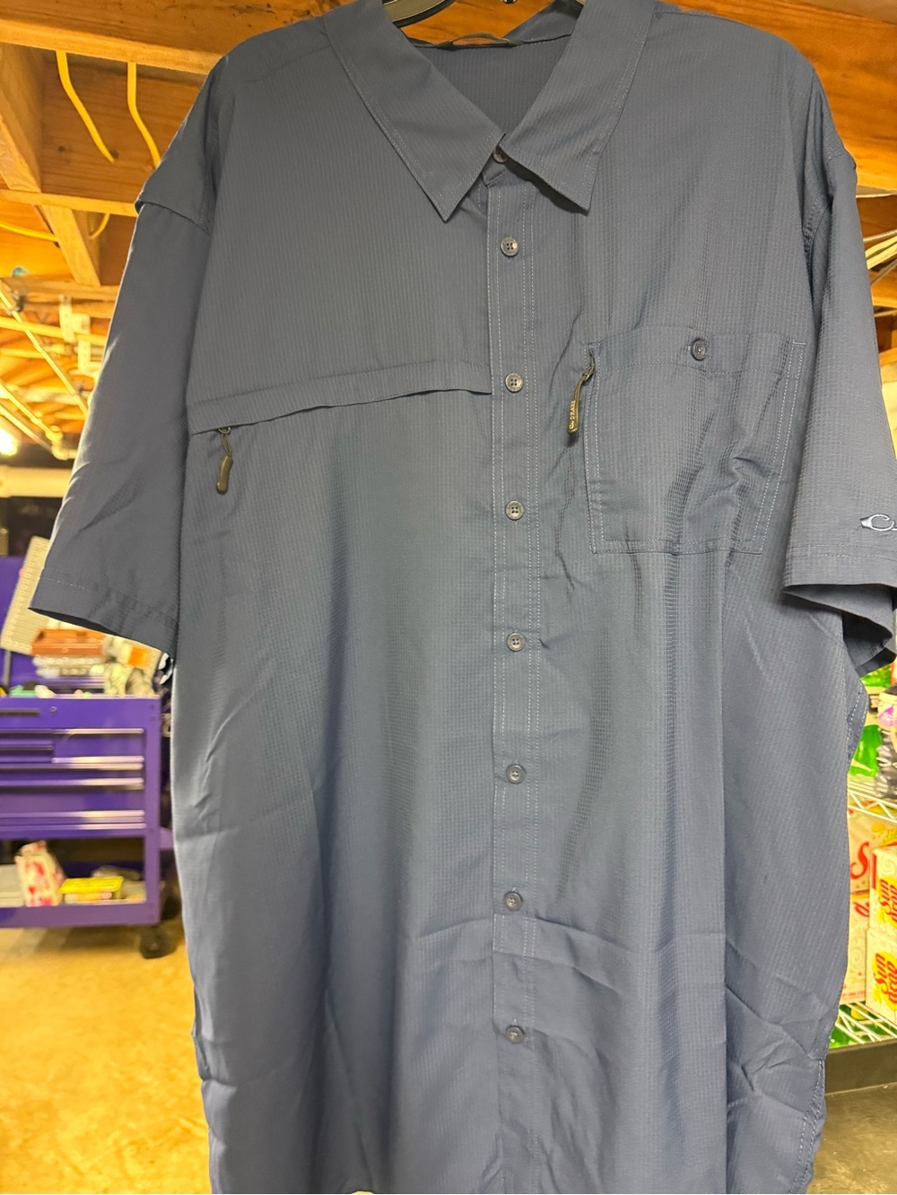 Drake Blue Short Sleeve Button-Down Casual Shirt